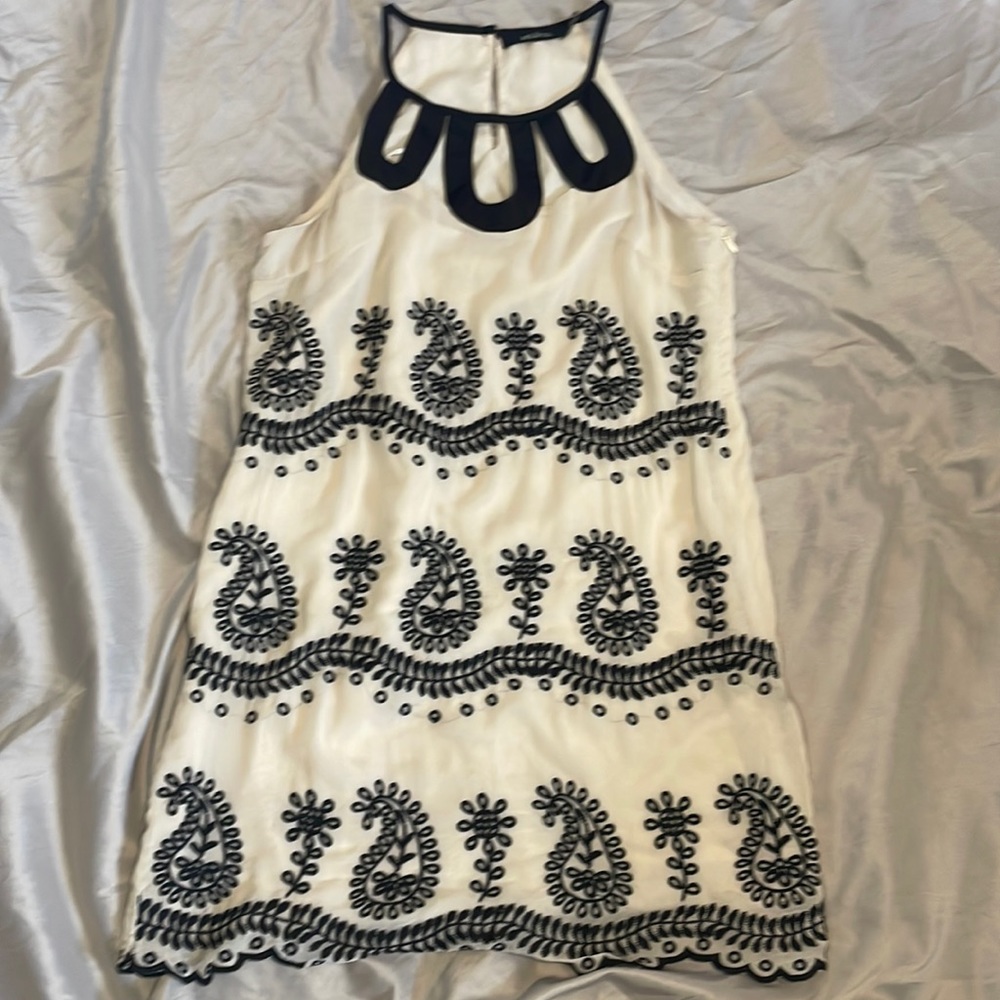 Small Ark & Co. sheer dress. Cream with black designs.